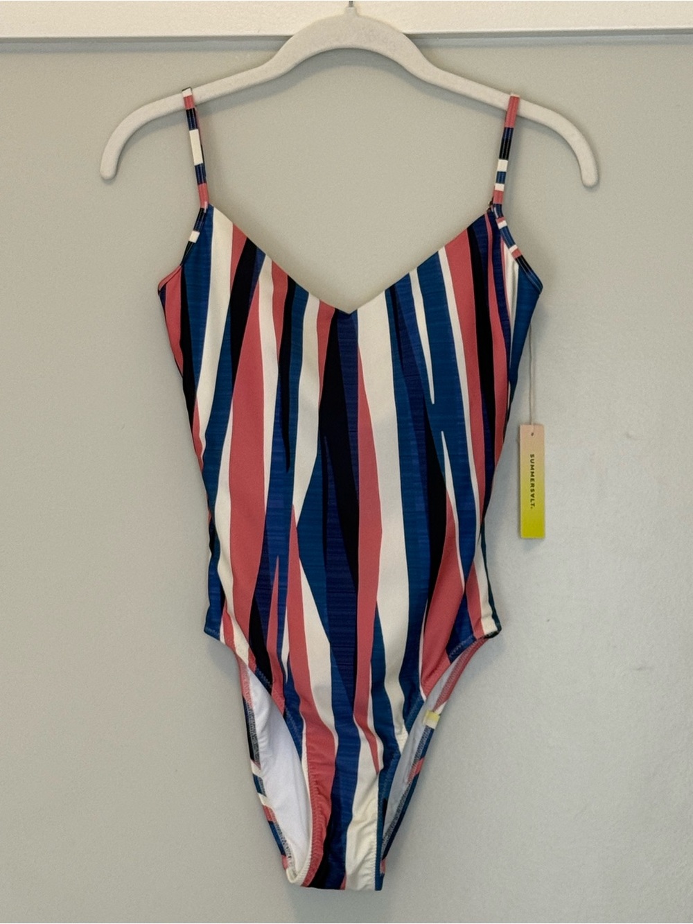 Summersalt The Marina One-Piece Swimsuit Size 2 NWT Pink Blue Stripe